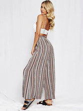 Load image into Gallery viewer, Print Stripe Belted High Waist Wide Leg Pants