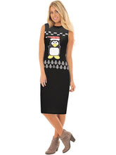 Load image into Gallery viewer, Stylish Women Xmas dress bodycon round neck sleeveless ladies casual party dress