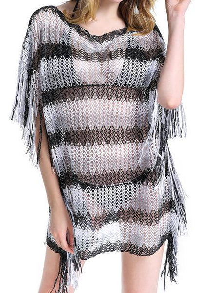 Knit Hollow Tassel Beach Swimwear Bikini Cover Up