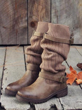 Load image into Gallery viewer, Women Winter Fashion Knit Mid Calf Boots