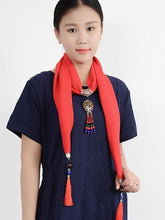Load image into Gallery viewer, Autumn And Winter New Fringed Linen Cotton Solid Color Bohemian Shawl Scarf