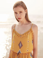 Load image into Gallery viewer, Print Spaghetti Strap Tassel Bohemia Rompers