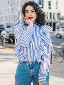 Fashion Stripe Long Sleeve T Shirt Top Blouse