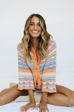 Load image into Gallery viewer, Striped sweater women loose plus size rainbow knit sweater button cardigan