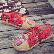 Load image into Gallery viewer, Pattern Owl Cute Colorful Cloth Lace Up Shoes