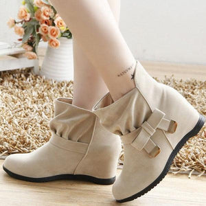 Ankle Metal Butterfly Knot Heel Increasing Slip On Boots