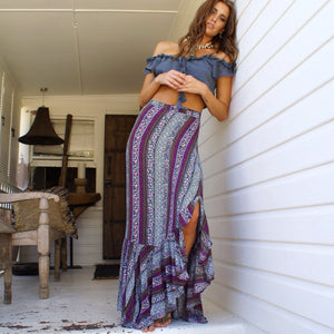 Bohemia High Waist Side Split Maxi Bust Skirt