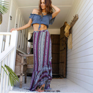 Bohemia High Waist Side Split Maxi Bust Skirt