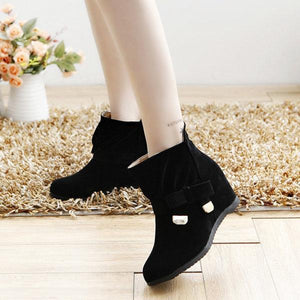 Ankle Metal Butterfly Knot Heel Increasing Slip On Boots