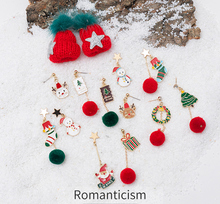 Load image into Gallery viewer, New holiday accessories colorful funny Christmas Earrings female autumn and winter wool ball earrings