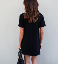 Load image into Gallery viewer, Women Floral Short Sleeve Boho Black Mini Dress