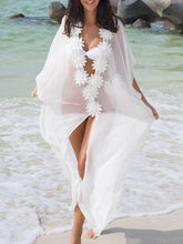 Load image into Gallery viewer, White Flower Chiffon Cover-Ups Swimwear