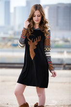 Load image into Gallery viewer, Print Elk Hooded Stitching Christmas Mini Dress