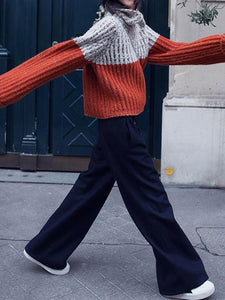 Casual Split-Joint High Neck Sweater