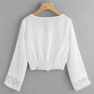 New White Long Sleeve Lace Top