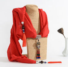 Load image into Gallery viewer, Autumn And Winter New Fringed Linen Cotton Solid Color Bohemian Shawl Scarf
