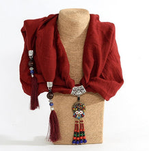Load image into Gallery viewer, Autumn And Winter New Fringed Linen Cotton Solid Color Bohemian Shawl Scarf