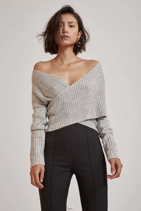 Autumn Sexy Cross V-Neck Sweater