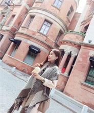 Load image into Gallery viewer, Autumn Raw Edge Beveled Design Thick Plaid Long Warm Scarf Shawl