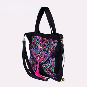 National Embroidery  Portable Shoulder Bag Slung Female Bag Canvas Fashion Casual Bag