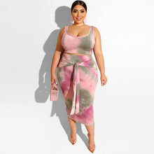 Load image into Gallery viewer, Plus Size Sexy Women 2 Piece Sets Bodycon Skirt Set Casual Clubwear Party Crop Top Wrap Skirts For Women Female Clothing