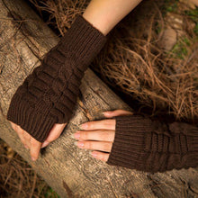 Load image into Gallery viewer, Half refers to the warm knit typing women s thick wool Half palm gloves - 4