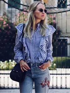 Fashion Stripe Long Sleeve T Shirt Top Blouse