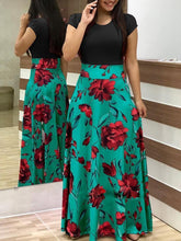 Load image into Gallery viewer, 2018 Floral Short Sleeve High Waist Maxi Dress