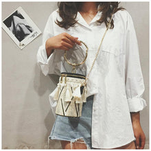 Load image into Gallery viewer, Fringe Barrel Chain Crossbody Woven Bag