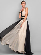 Load image into Gallery viewer, Two-color Sleeveless V-Neck Maxi Evening Dress