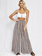 Load image into Gallery viewer, Print Stripe Belted High Waist Wide Leg Pants