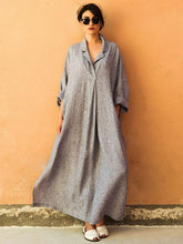 Load image into Gallery viewer, Plus Size Three Colors Ramie Cotton Lapel Linen Loose Long Dress