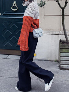 Casual Split-Joint High Neck Sweater