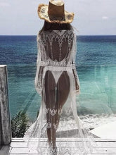 Load image into Gallery viewer, New Mesh Embroidered Lace Beach Bikini Cover up