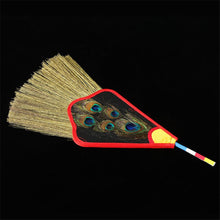 Load image into Gallery viewer, 5/3/1 Eyes Tantric Buddhism Tibetan Dharma-Vessel Pink Reineckea Herb Exquisite Feather Satin Bumba Hand Fan