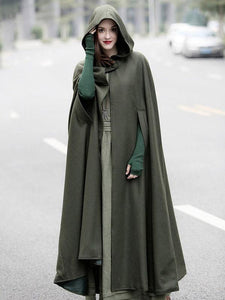 Three Colors Hooded Cloak Trench Cape Outwear