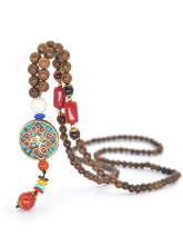 Load image into Gallery viewer, Nepal handmade original pendant wooden bead necklace female beads retro art necklace sweater chain clothing accessories