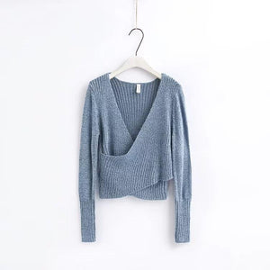 Autumn Sexy Cross V-Neck Sweater