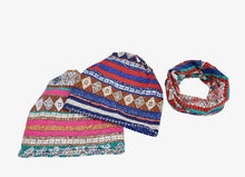Load image into Gallery viewer, Baggy Slouchy Four Seasons Cotton Geometric Pattern Adult Hat Infinity Scarf