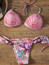 Load image into Gallery viewer, Women Low Waist Bandage Bikini Set Print Swimsuit