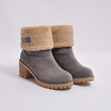Load image into Gallery viewer, Brushed Thickness Solid Color Round Toe Flock Short Boots