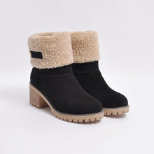 Load image into Gallery viewer, Brushed Thickness Solid Color Round Toe Flock Short Boots