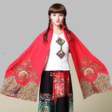 Load image into Gallery viewer, Ethnic Cotton and Linen Wild Long Embroidery Flower Shawl Scarf