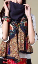 Load image into Gallery viewer, Ethnic Cotton and Linen Wild Long Embroidery Flower Shawl Scarf