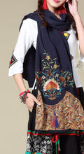 Load image into Gallery viewer, Ethnic Cotton and Linen Wild Long Embroidery Flower Shawl Scarf