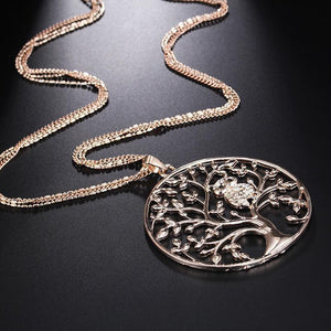 Character Owl Pendant Necklace Creative Life Tree Hollow Sweater Chain Pendant