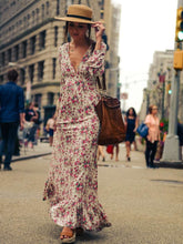 Load image into Gallery viewer, V-neck Floral-Print Bohemia Maxi Dress