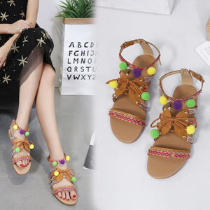 2018 Summer Beach Tassel Flat Heel Sandals