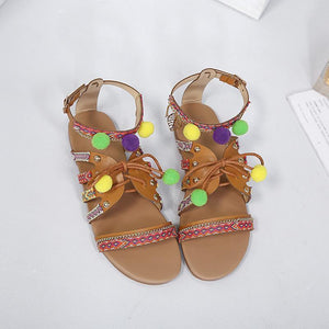 2018 Summer Beach Tassel Flat Heel Sandals