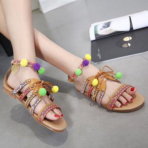 2018 Summer Beach Tassel Flat Heel Sandals